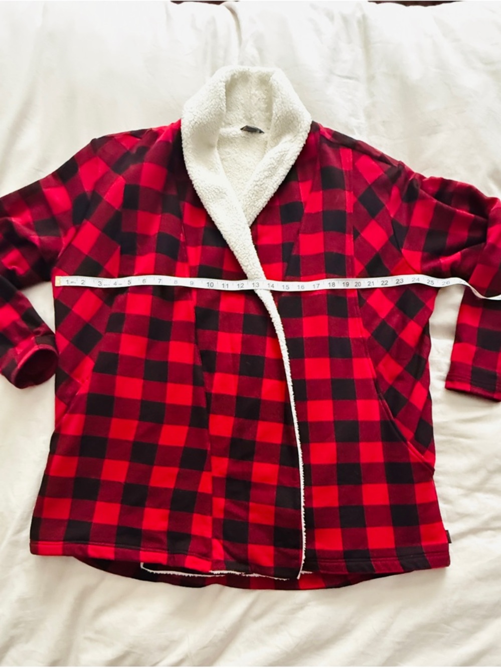 Eddie Bauer Red & Black Buffalo Plaid Sherpa-Lined Cardigan